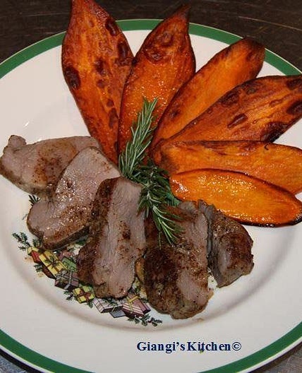 Pan Roasted Pork Tenderloin with Garlic, Coriander and Rosemary