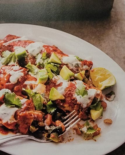 Pinto bean and Swiss chard Enchaladas