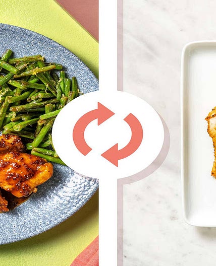 Maple-Mustard Glazed Chicken Breasts with BBQ-Spiced Wedges and Green Beans
