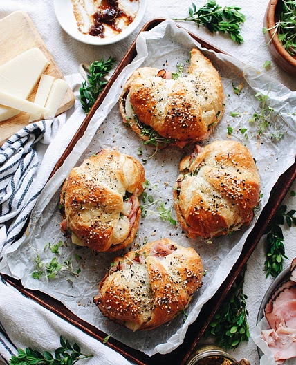 Toasted Ham and Cheese Croissant Sandwiches