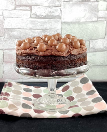 One Layer Spelt Chocolate Fudge Cake with Maltesers