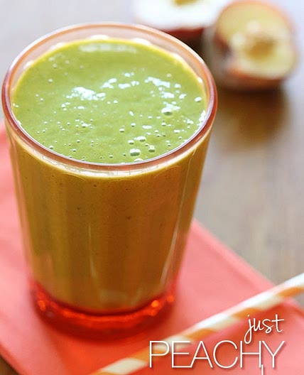 Peach Banana Green Smoothie with Hemp Seeds
