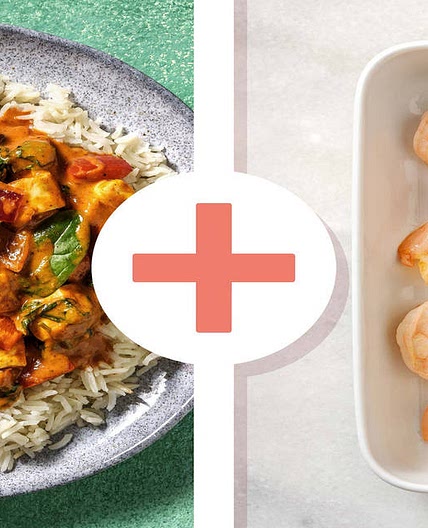 Kadai-Style Paneer and Shrimp with Peppers and Garlicky Basmati Rice