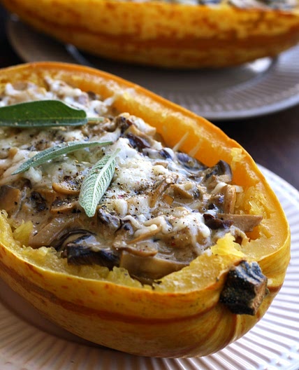 Roasted Spaghetti Squash with Mushrooms