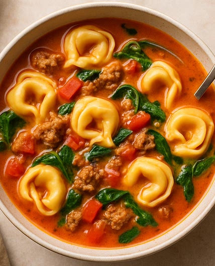 Classic Sausage & "Blush" Tortellini Soup