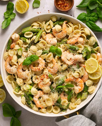 20-Minute Lemony Shrimp Asparagus Pasta