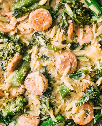 Recipe: Broccolini, Chicken Sausage, and Orzo Skillet