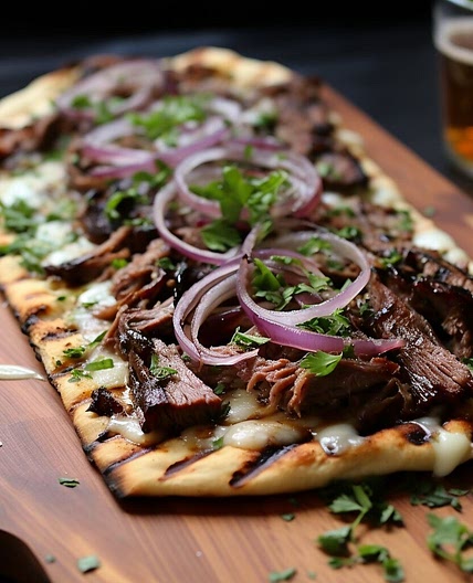 Grilled Beef and Onion Flatbread