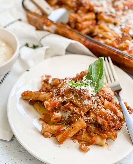 Lightened Up Ziti Bake