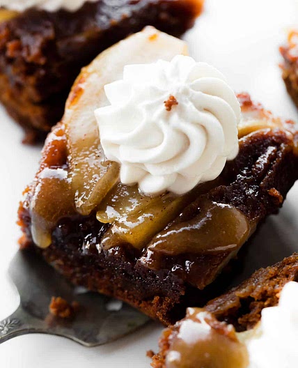 Upside-Down Pear Gingerbread Cake