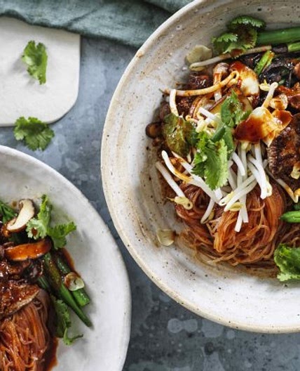 Karen Martini's Korean-style seared beef with vermicelli, beans and fungi