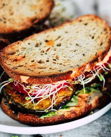 Fried Eggplant Sandwich with Harissa Mayo