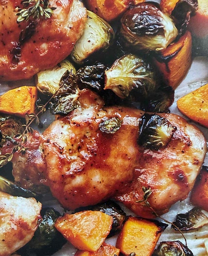 Dijon Maple Chicken with Brussels and Butternut