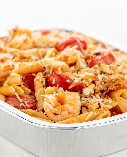 Creamy Shrimp Diavolo Penne Bake easy prep & pan included
