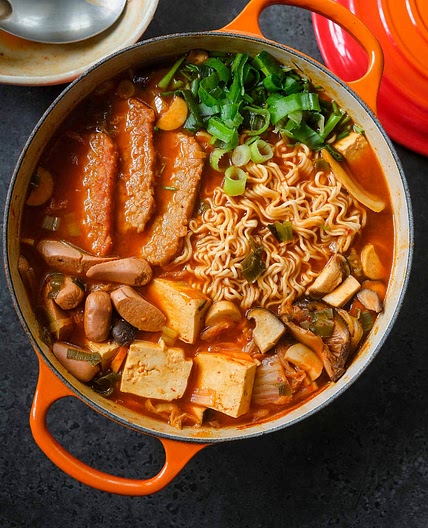 Vegan Budae Jjigae 부대찌개 (Korean Army Base Stew)