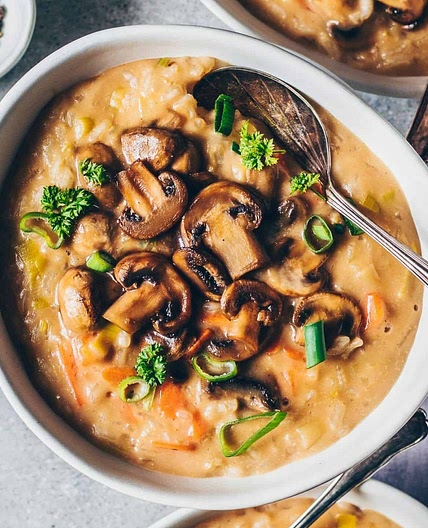 Cremige Pilz-Reis-Suppe