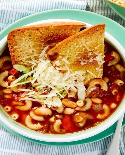 Vegetable Minestrone Soup with Parmesan Garlic Bread