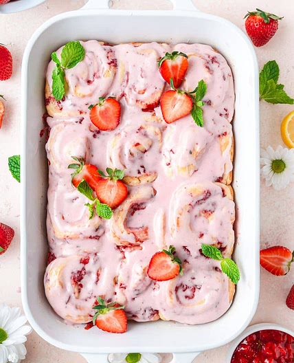 Strawberry Mint Cinnamon Rolls