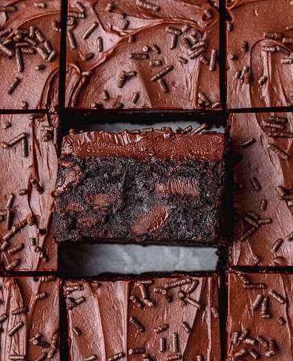 Frosted Triple Chocolate Brownies