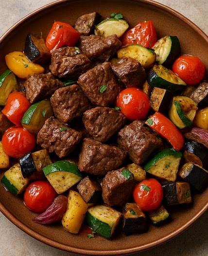 Sauté de boeuf aux legumes méditerranéens