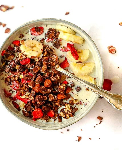 Dark Chocolate Granola Recipe with Dried Strawberries