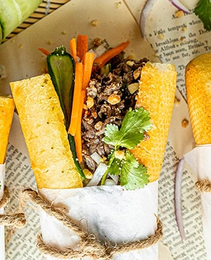 Garlic Bread Banh Mi with Satay Beef