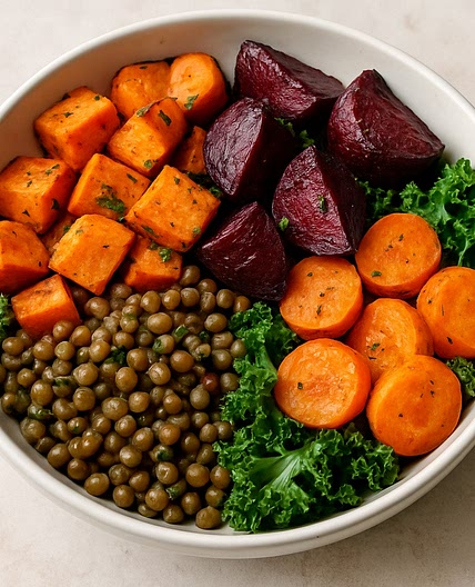 Roasted Root Vegetable & Lentil Bowl