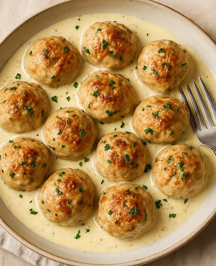 Creamy Garlic Turkey Meatballs (No Tomato)