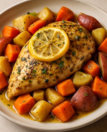 Slow-Cooked Lemon Herb Chicken with Root Veg