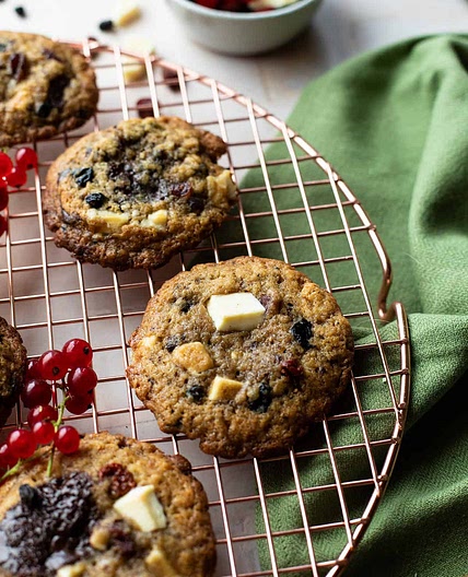 Chewy Dried Berries Cookies with White Chocolate