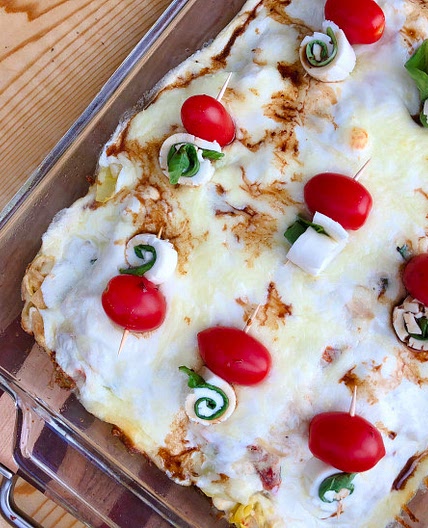 White Chicken Caprese Lasagna