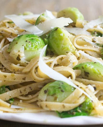 Pasta with Brussels Sprouts, Pesto and Pecorino
