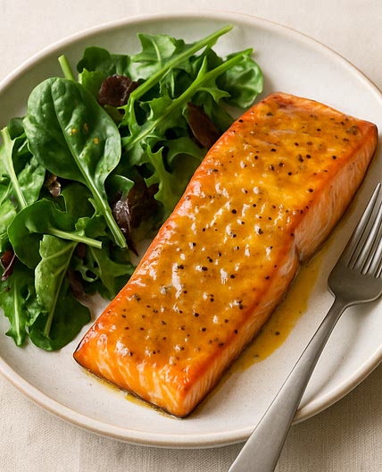 Honey-Mustard Salmon with Greens
