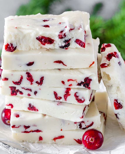 White Chocolate Cranberry Fudge