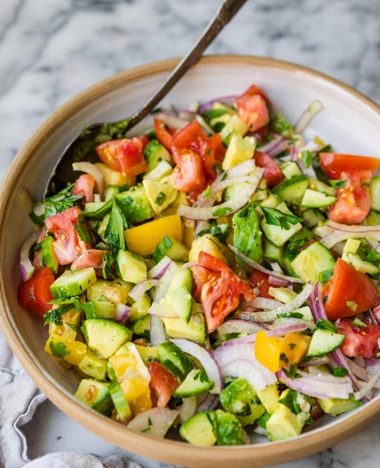 15-Minute Fresh Cucumber Tomato & Avocado Salad