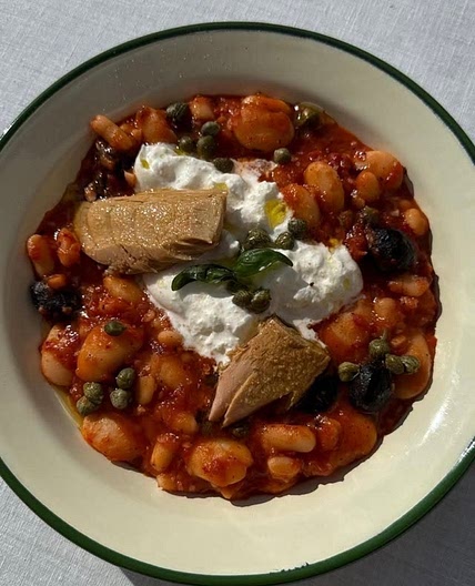 Harissa Butter Bean Stew & Tuna