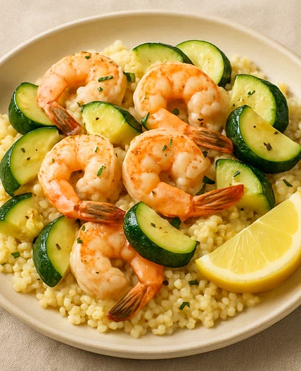 Lemony Shrimp & Zucchini Couscous