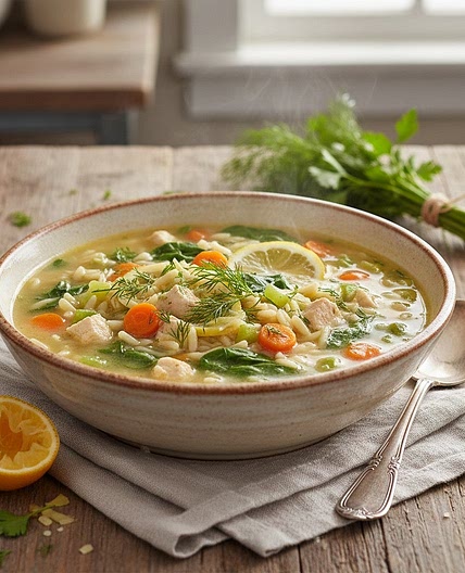 Lemon Chicken Orzo Soup