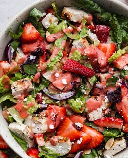 Strawberry Chicken Salad with Strawberry Balsamic Dressing