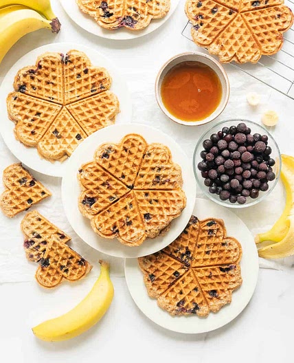 Healthy Waffle Recipe - Banana Oat & Blueberry