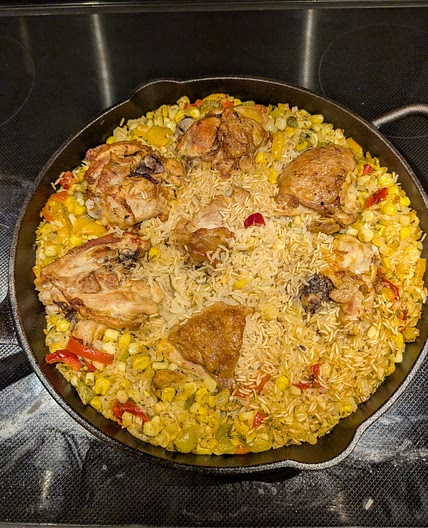 Crispy Chicken & Veggie Rice Skillet