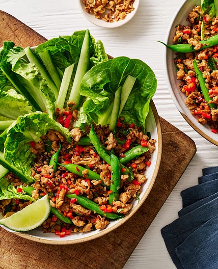 Spicy chicken larb-style salad