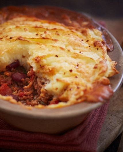 Chilli con carne cottage pie with mash