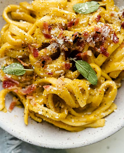 Creamy Butternut Squash Pasta with Bacon