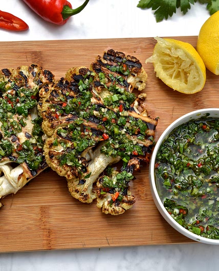BBQ Cauliflower Steak with Chimichurri