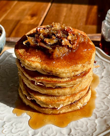 Toasted Coconut Pecan Almond Flour Pancakes — Well Made by Kiley