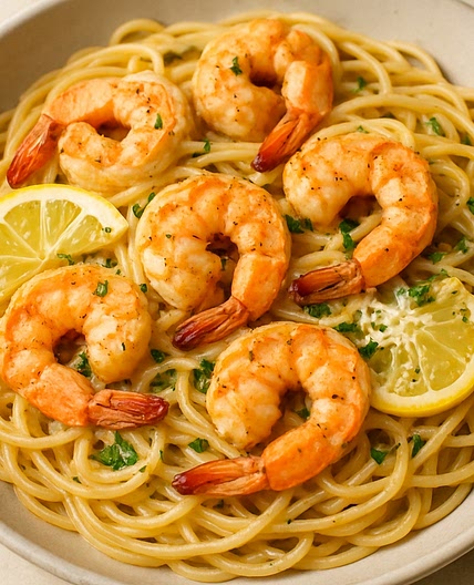 Lemon Garlic Parmesan Shrimp Pasta