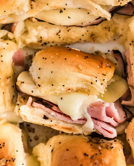 Extra Cheesy Hot Ham And Cheese Sliders