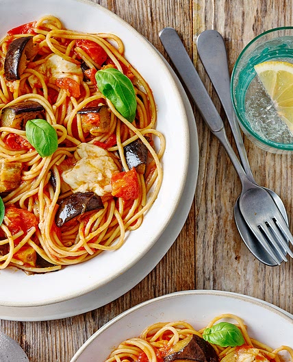 Aubergine Parmigiana one-pot pasta