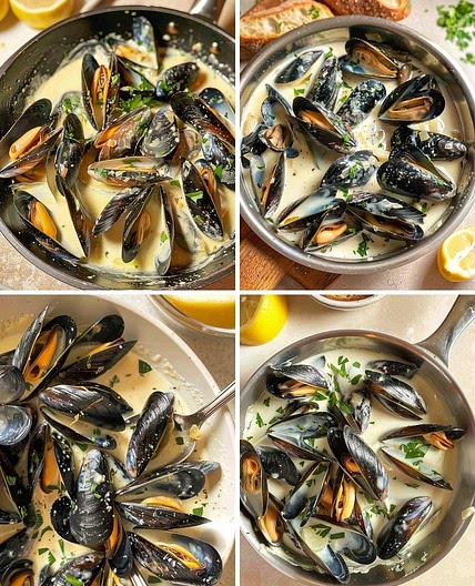 Creamy Garlic Mussels